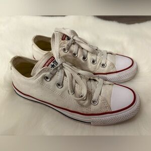Converse | White Low Top Canvas All Star Sneaker, 5.5 Ladies